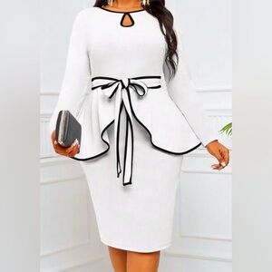 SHEIN Curve White Top and skirt with Black Edging set